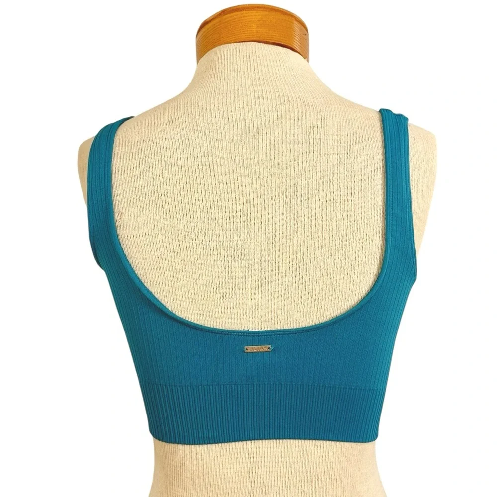 LILIAS ACTIVE Teal Ribbed Knit Sports Bra Small